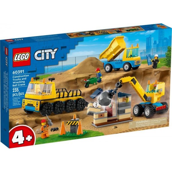 LEGO City - Camioane de construcție și macara cu bilă pentru demolări (60391)